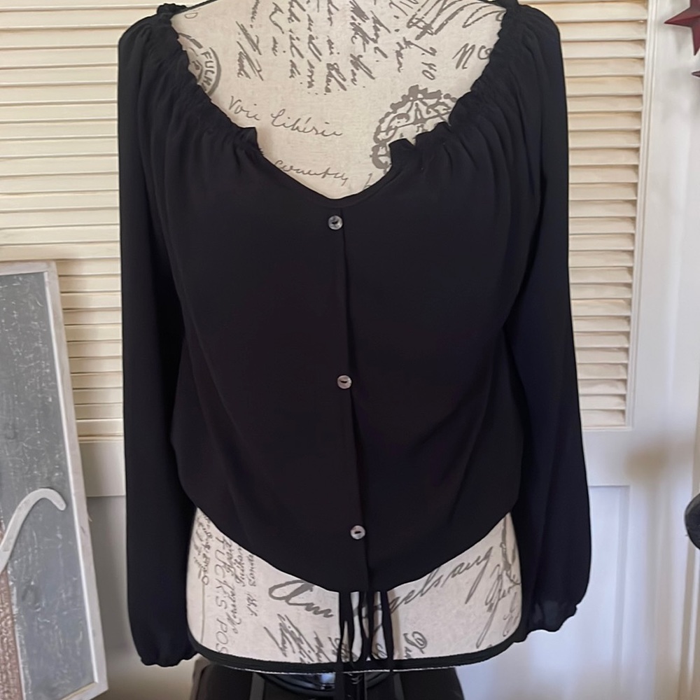 Fashion Nova blouse black long sleeve